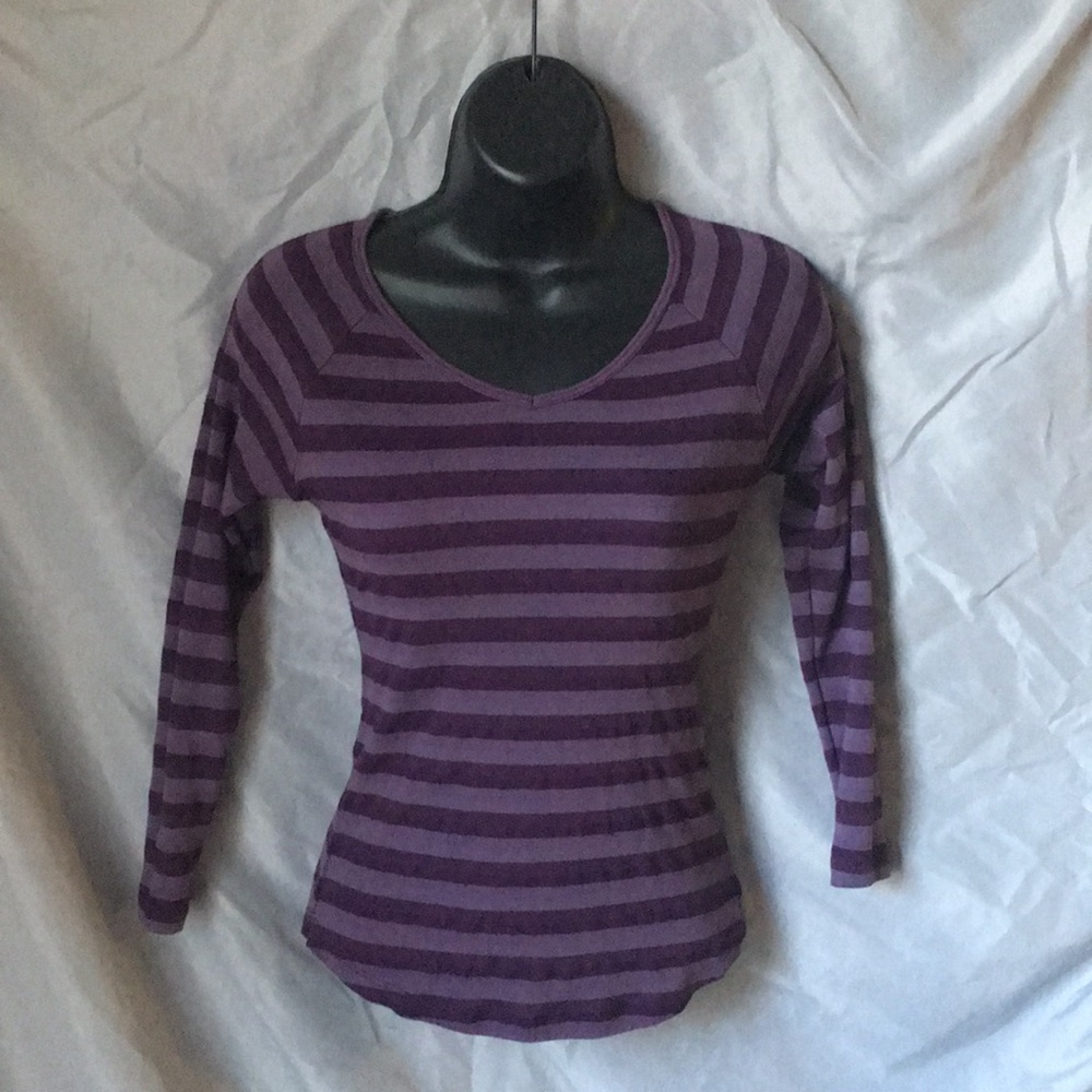 Purple striped mid sleeve top